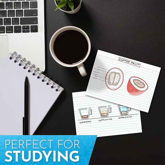 Home Advantage 5x7 Ruled Index Cards - Our 50 Pack of Lined Notecards Use Heavy Duty Cardstock to Make Them Bleed Proof – These Line Ruled Index Cards Make Perfect Flashcards & Note Cards
