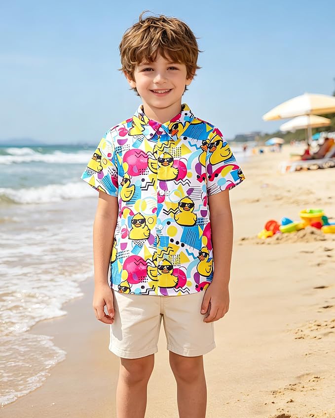 Enlifety 2-10T Kids Hawaiian Shirt Boys Short Sleeve Button Down Shirts Hawaii Summer Casual Blouse