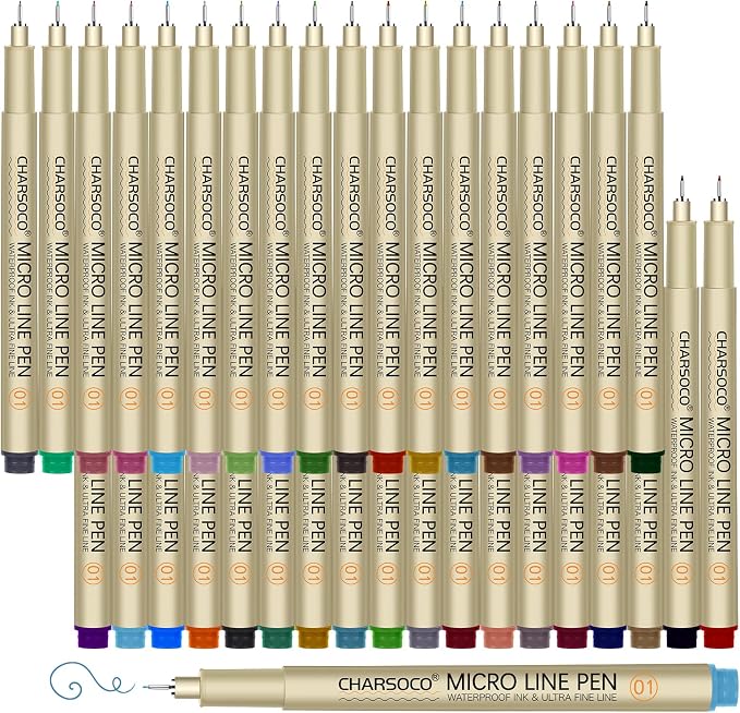 05 Micro Pen, Fine Point Pen with 36 Colors, Waterproof Archival Ink, 0.48mm Fineliner Ink Pens for Artist Illustration, Sketching, Anime, Manga, Technical Drawing and Scrapbooking