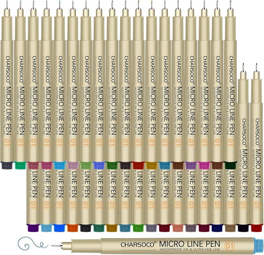 05 Micro Pen, Fine Point Pen with 36 Colors, Waterproof Archival Ink, 0.48mm Fineliner Ink Pens for Artist Illustration, Sketching, Anime, Manga, Technical Drawing and Scrapbooking