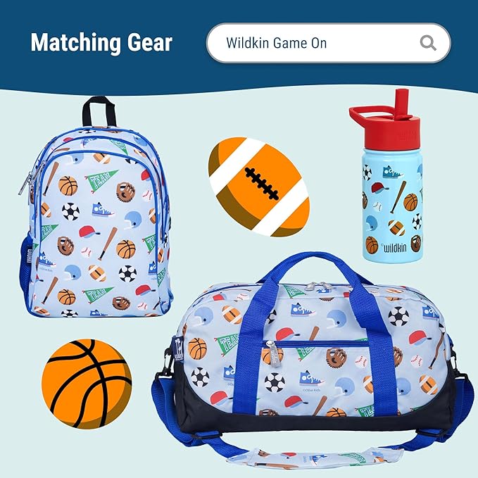Wildkin Kids Insulated Lunch Box, Keeps Food Hot or Cold, BPA-Free with Mesh Pockets & Easy-Clean Lining – Ideal for School, Travel & Daycare – Game On
