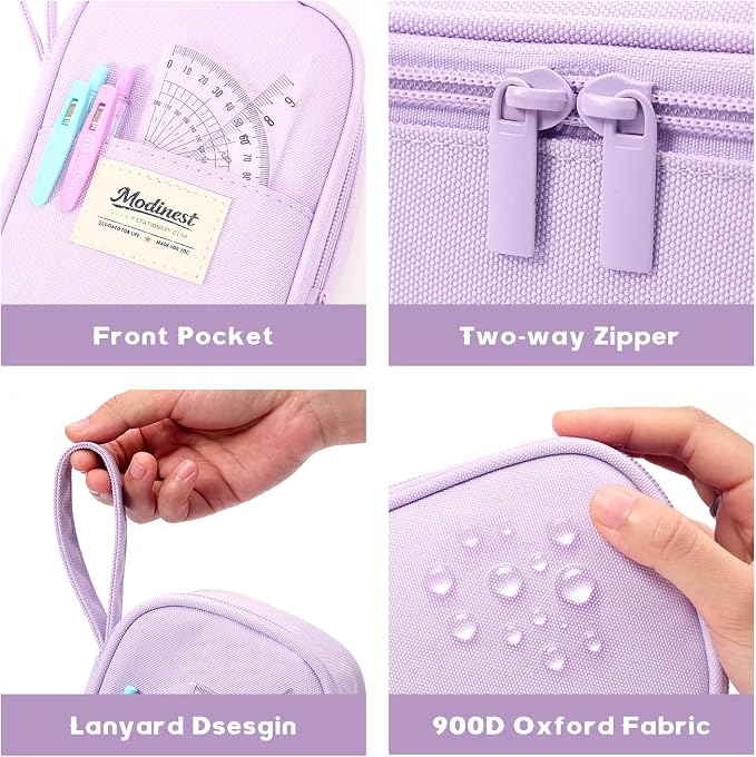 Pencil Case Pouch, Large Capacity Pen Bag Organizer, Cute Aesthetic Pencil Box for Girls Boys Kids, Back to School Supplies, Teacher Supplies Classroom Essentials, Purple