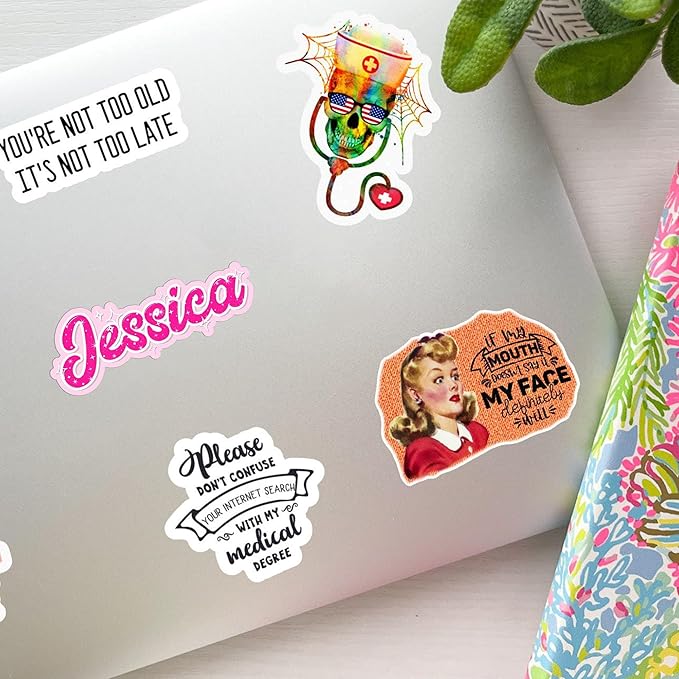 Custom Glitter Name Sticker Personalized Beauty Name Color Bling Prince Princess Decal Waterproof Vinyl Decal for Water Bottles Tumblers Laptops Hard Hat Cars Kindle for Women Men Teachers