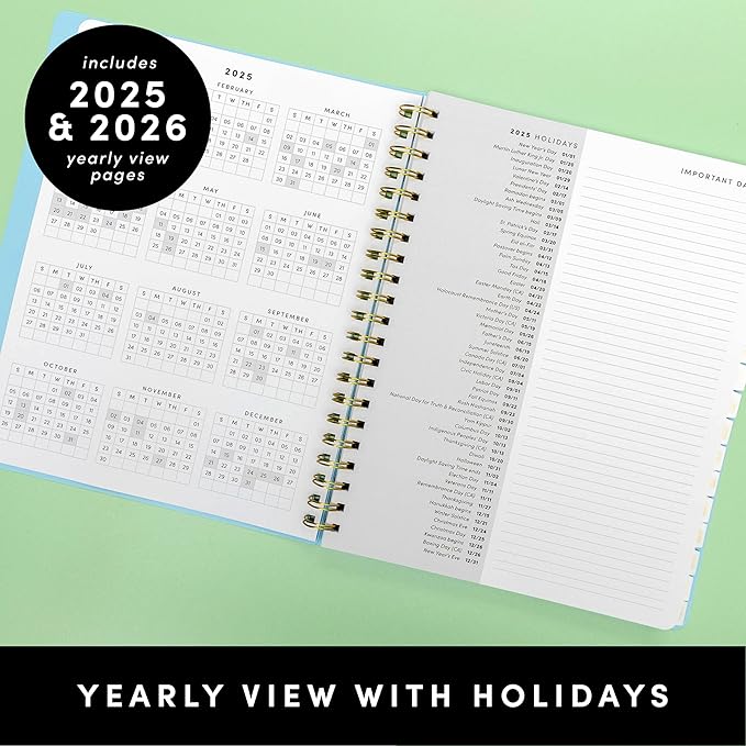 PAPERAGE 17 Month Academic Planner 2025-2026, Weekly & Monthly Spreads, August 2025 - December 2026, Large (8.5 in x 11 in), Dark Green