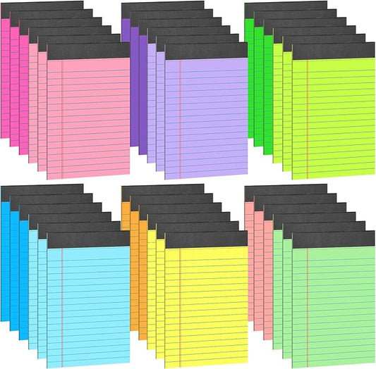 Oleitodh 36 Pack Legal Pads Bulk 12 Colors, Wide Ruled Notepad 5x8, Multicolor Small Notepads 30 Sheet/notepad, Colored Mini Writing Pads with Sturdy Backboard, Perforated Lined Note Pads for Study