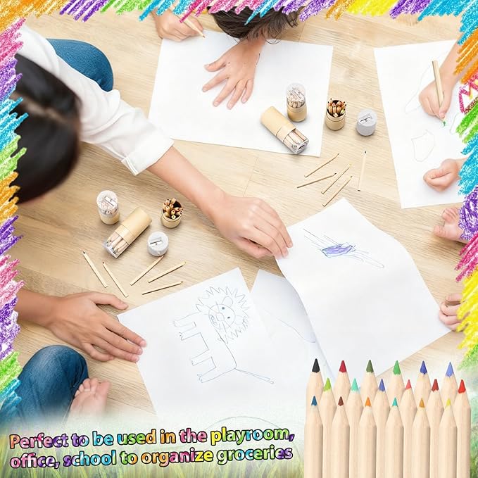 AmazingSpark 432 Pieces 18 Color Mini Drawing Colored Pencils Bulk with Sharpener Portable Color Pencils Set 3.35 Inch in Tube Drawing Pencil for Coloring Sketching Painting Supplies