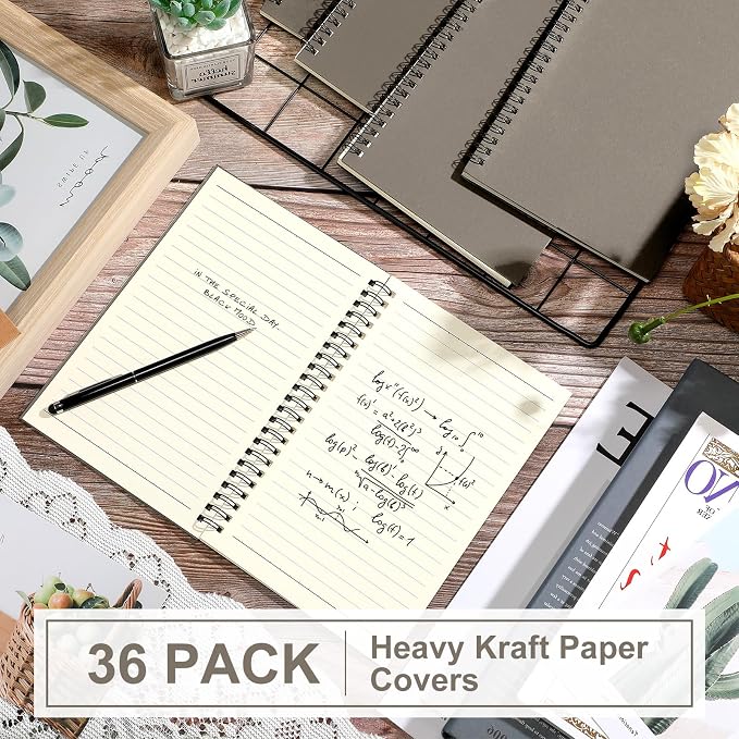 Yahenda 36 Pcs Spiral Notebooks, 1 Subject, Wide Ruled, Dark Gray