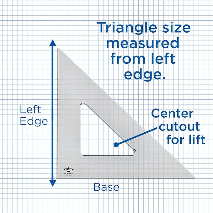 ALVIN - Smoke-Tint Acrylic Triangle Ruler, Multipurpose Tool for Drafting, Design, and Architecture, Great for Machining and Woodworking (8" 45/90 Degree)