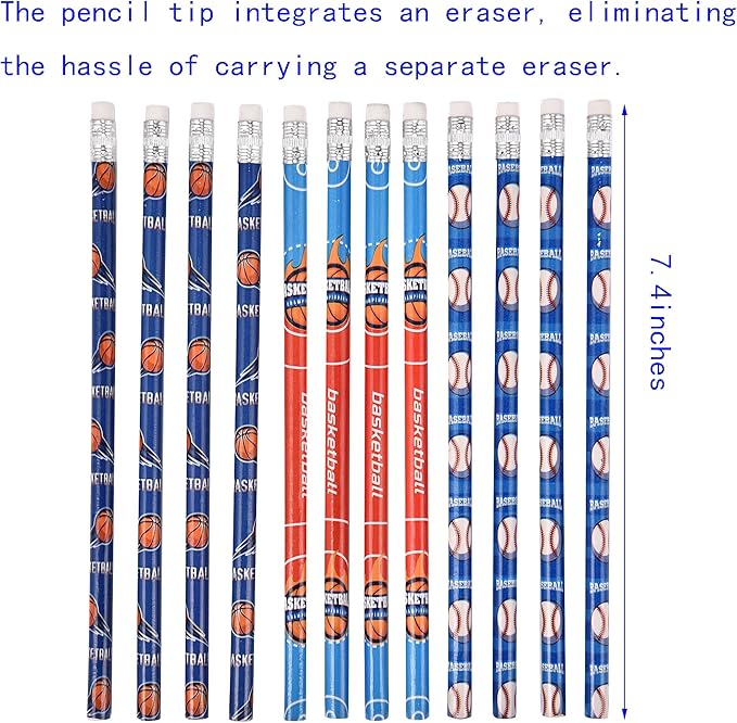 72PCS Corlorful Wooden Football Pattern Cased Pencils for Kids Bulk with Erasers, Fun Cute for School,Drawing,Gift (pattern, 72)