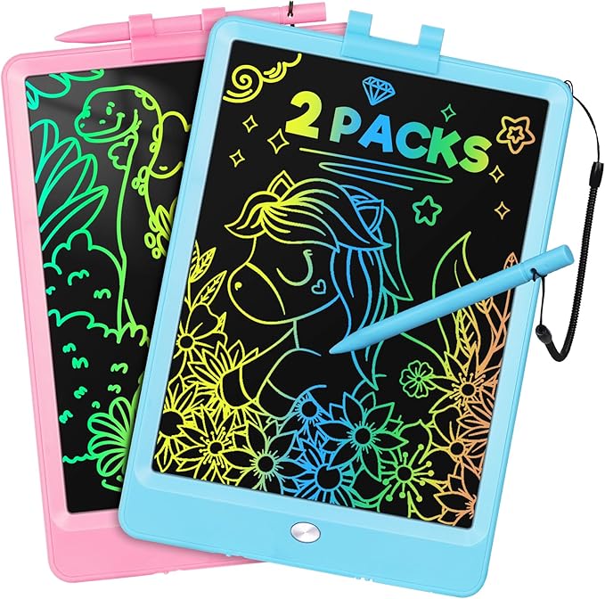 SplashNSpray Writing Tablet, 2pack LCD Drawing Tablet for Kids, Colorful Toddler Doodle Board, Erasable Reusable Electronic Drawing Pads, Educational and Learning Toy for 3+ Years Old Kids 8.5inch