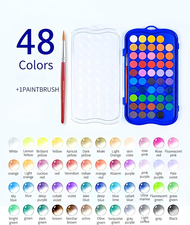 Watercolor Book with Paint，Beginner Watercolor Workbook Kit, Watercolors Workbook (48 Colors - Beach)