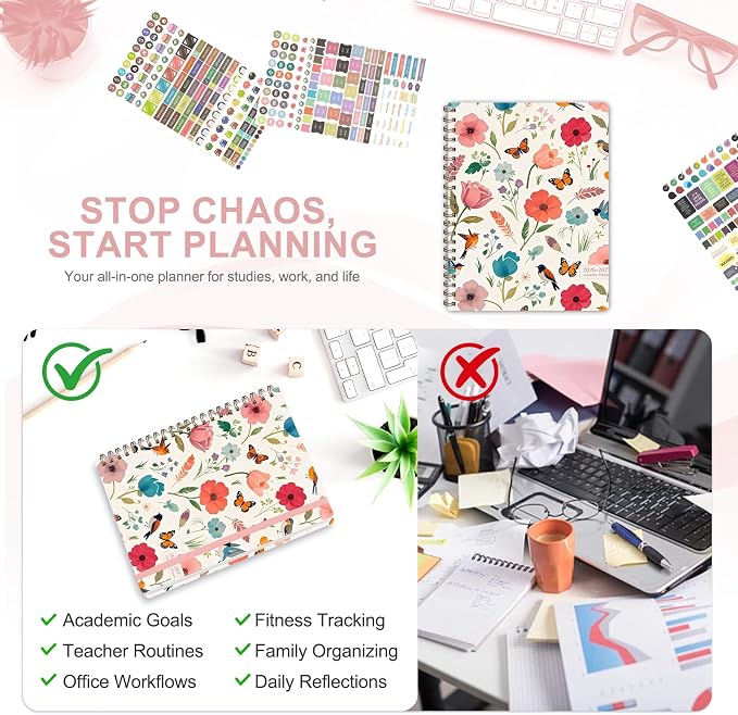 Planner 2026-2027, Weekly and Monthly Academic Year Calendar Planner, July 2026 - June 2027, Daily Agenda Book for Office School Supplies, Letter Size(8.5'' x 11'')