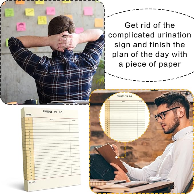 Spakon 300 Sheets Daily to Do List Notepad Notebook Library Card to Do Planner Checklist Memo Writing Pad Schedule Reminder Office Homework Planner for Task, 6" x 8(Retro,Beige)