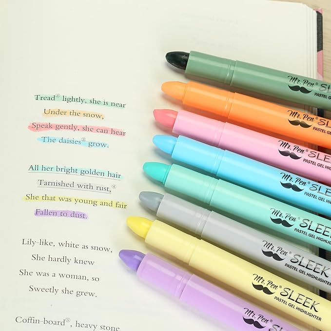 Mr. Pen- No Bleed Gel Highlighters, Assorted Colors, 8 Pack, Bible Highlighters and Pens No Bleed, Bible Markers for Study, Journaling, School Supplies and Accessories