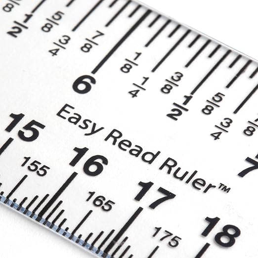 12 Inch Easy Read Ruler, Clear Flexible, Bendable, Shatterproof, Ruler