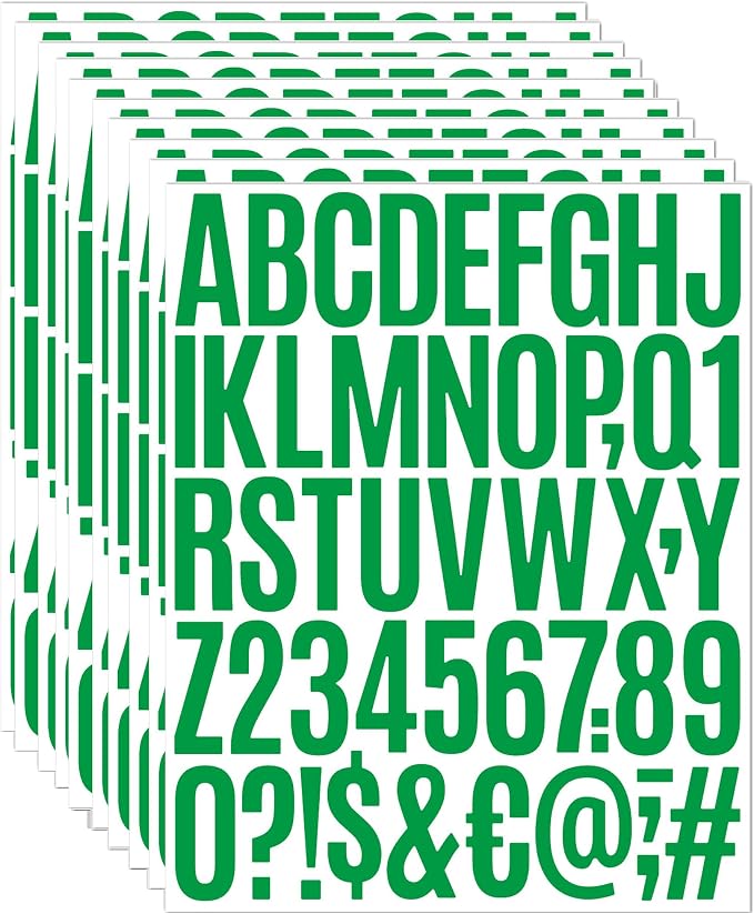 Waterproof Letter Stickers 2 Inch, 8 Sheets Vinyl Alphabet Decals, Self Adhesive Letters for Garden Signs, Plant Labels, Garage Storage and Outdoor Containers (Green)