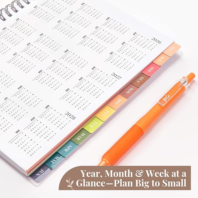 Rileys Academic Planner 2026-2027, Daily, Weekly & Monthly Planner, July 2026 - June 2027, Student Notes Pages, Twin-Wire Binding, Weekly Agenda for School & Work (8 x 6-Inches, Typographic, Blue)