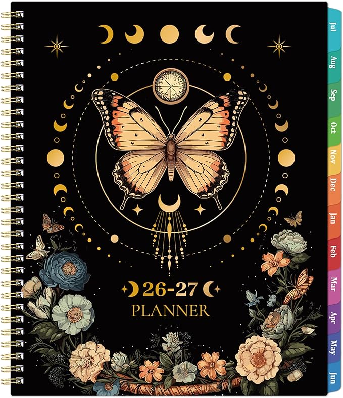 Planner 2026-2027 - Academic Planner 2026-2027, July 2026 - June 2027, 9" x 11", 26-27 Planner Weekly and Monthly, Colorful Tabs, Back Pocket, Perfect Daily Organizer - Butterfly