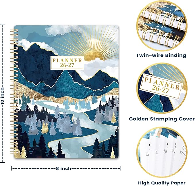 2026-2027 Planner - JUL 2026 - JUN 2027, Planner 2026-2027, 8'' x 10'', Planners Weekly Monthly, Spiral Bound, Back Pocket, Academic Planner