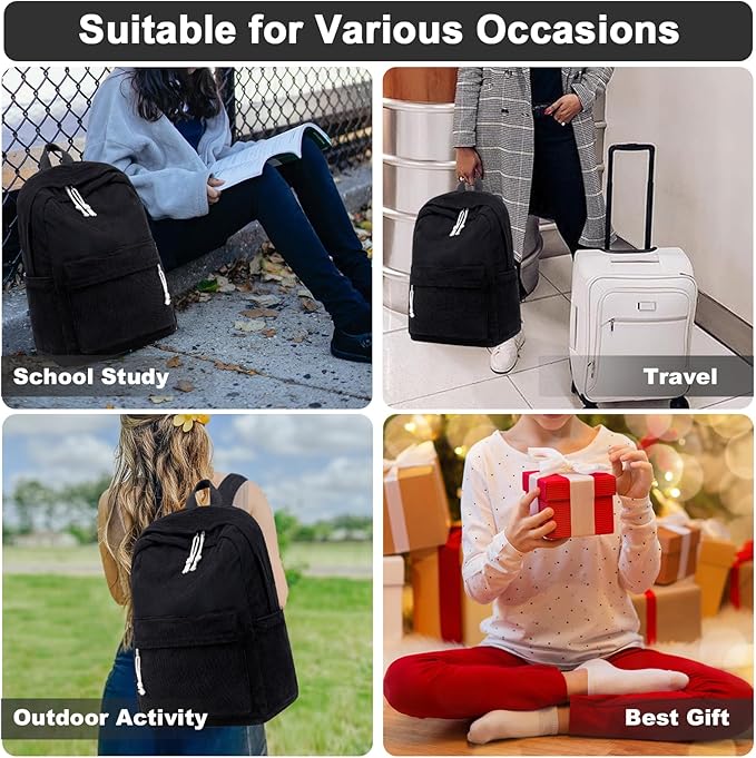 BTOOP School Backpack for Teens Large Corduroy Bookbag Lightweight 15.6 inch Laptop Bag for Girls Women Casual High School College
