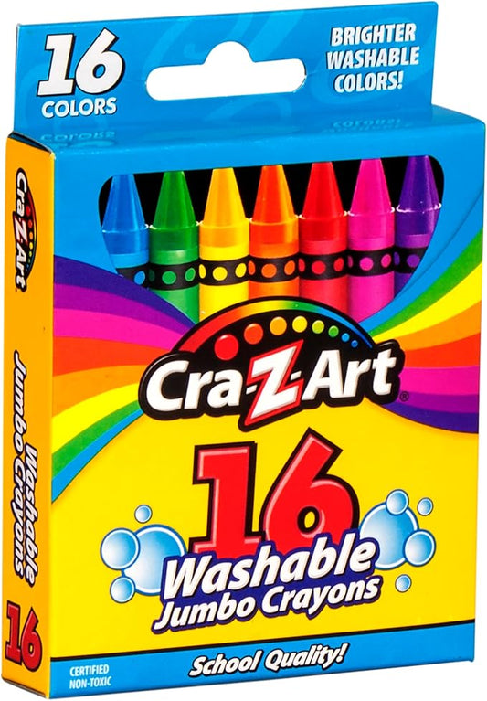 Cra-Z-Art 16ct Washable Jumbo Crayons, Easy Clean Up, Back To School Supply, Creative Fun for Children, Ages 3 and Up