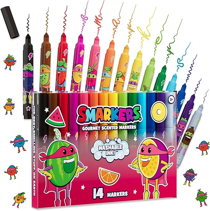 Smarkers - Washable Scented Markers, Assorted Colors, Medium Tip, 14 Count