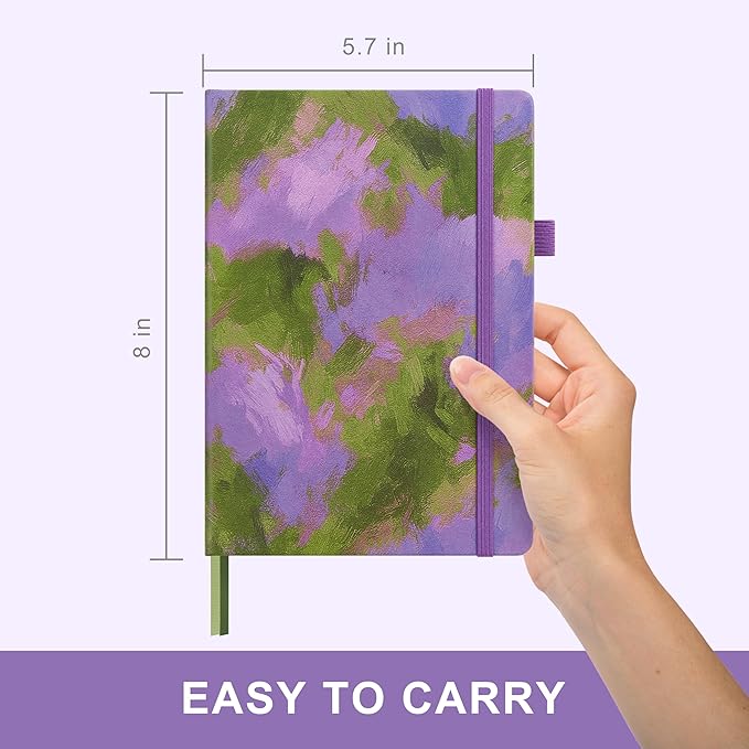 &And Per Se Dotted Journal Notebook, A5 Hardcover Aesthetic Dotted Notebook – 160 Pages 100gsm Thick Dot Grid Paper, 3 Sticker Sheets – Gift-Ready Journaling Kit for Women (Lavender Grove)
