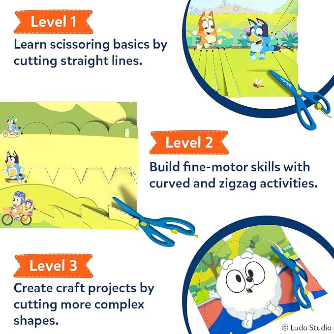 Skillmatics Bluey Scissor Skills Activity Book - Snip Snip, Preschool Cutting & Creative Activities, Felt Craft Kit, Fine Motor Skills Toys, Gifts for Boys & Girls Ages 3, 4, 5, 6, 7