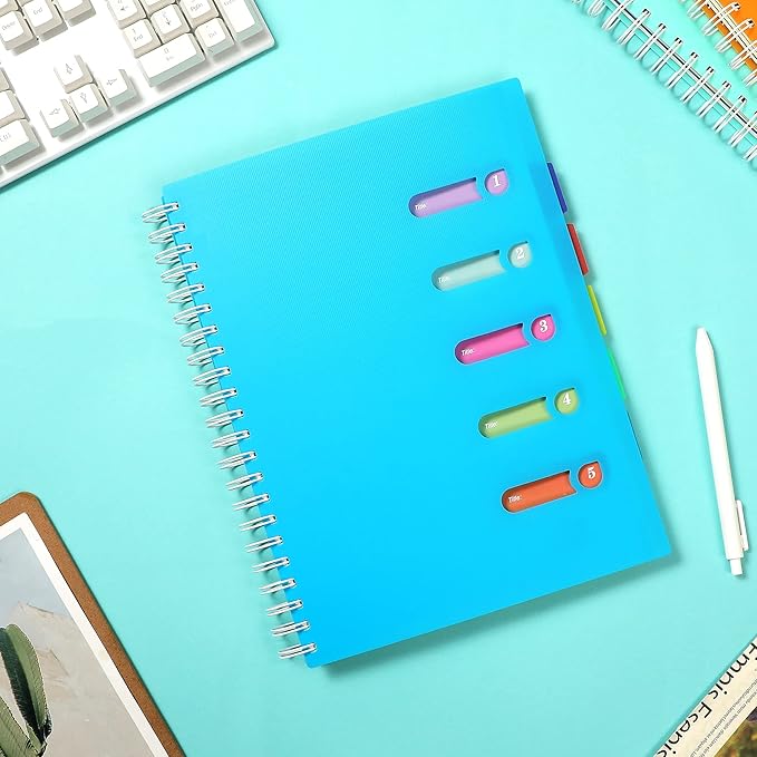 5 Subject Notebook 8.5 x 11 Large Spiral Notebook with Dividers 240 Pages Office Notebooks for Work Multi Subject Notebook with 5 Tabs Professional Organizer Notebooks for Note Taking School, Blue