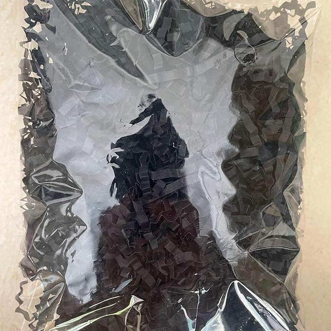 Crinkle Cut Paper Shred Filler, Raffia Paper Shredded Paper Stuffing for Gifts Wrapping Baskets Box Filling Easter Party Supply (Black)