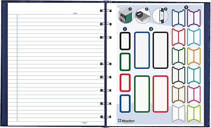 Blueline NotePro™ Executive Notebook, Indexing System, Refillable, Hard Cover, 9.25" x 7.25", 150 Ruled Pages, Indigo Blue (A7150.BLU)