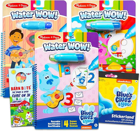 Blue's Clues Water Wow Activity Book Set - Bundle with 3 Blue's Clues Reusable Activity Books with Shape Recognition, Search and Find Games, Stickers More | Blues Clues Mess Free Coloring Pad