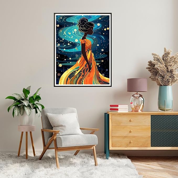 SKRYUIE Paint by Numbers Kits for Adults African Americans, Acrylic Africa Oil Paint by Numbers for Adults Beginner Canvas with Brushes Paintwork Art Crafts for Home Decor 16x20 inch u8