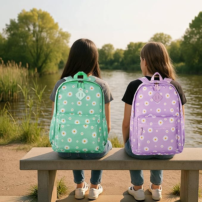 KK CRAFTS Preschool Backpack Kindergarten Little Kids Toddler Elementary School Backpacks for Boys and Girls with Chest Strap(17Inch, Daisy-Purple)