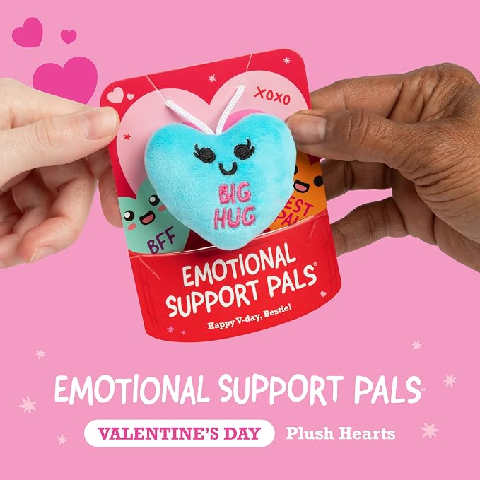 Emotional Support V-Day Heart Cards by Relatable - The Cute Classroom Valentines for Kids, Friendship Gifts, or Gifts for Girlfriend - Includes 10 Plushies with 10 Cards