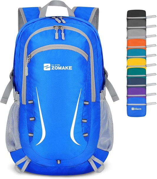 ZOMAKE Lightweight Packable Backpack 35L, Foldable Backpacks Water Resistant Collapsible Light Daypack for Hiking(Dark Blue) | Light Hiking Backpacks Water Resistant Collapsible Day Pack for Travel, Everyday Carry, Multi-Pocket Layout, Heavy Duty Nylon