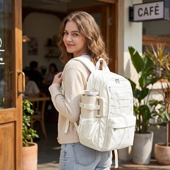 suwasp College Backpack for Women, Waterproof Laptop Backpack Fits 15.6 Inch Laptop, School Bookbag with Water Bottle Pocket, Anti Theft Work Backpack for College, Travel, Commuter