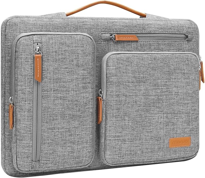 MOSISO 360 Protective Laptop Case 15 inch, 15 inch Laptop Sleeve Compatible with MacBook Air M5 M4 M3 M2 2026-2023, Dell XPS Plus, Side Open Carrying Case with 4 Zipper Pockets&Handle, Gray