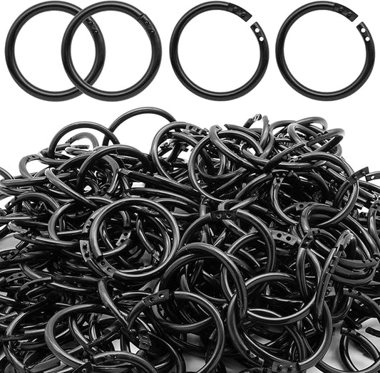 210 Pcs 1-1/2 Inch Plastic Binder Rings, Loose Leaf Binder Book Rings, Black Index Card Rings Binder Clip Rings for Flash Cards, Key Rings, Index Cards, Paper (40mm)