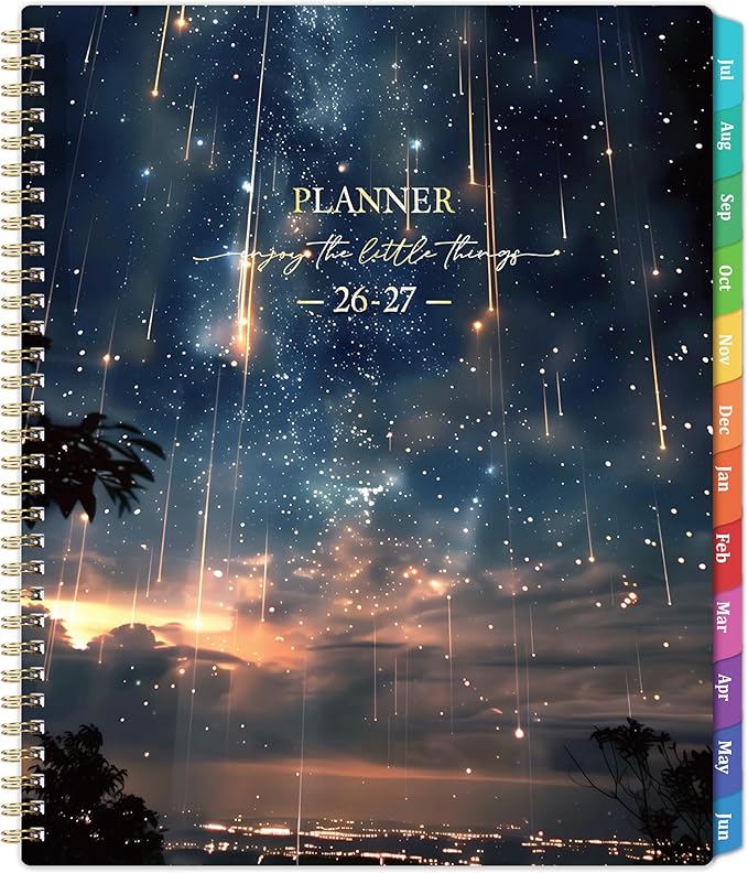 Planner 2026-2027 - Planner Weekly and Monthly 2026-2027, Academic Planner 26-27, July 2026 - June 2027, 8.5" x 11", 26-27 Calendar Planner with Colourful Tabs, Inner Pocket, Premium Paper, Twin-wire Binding - Galaxy
