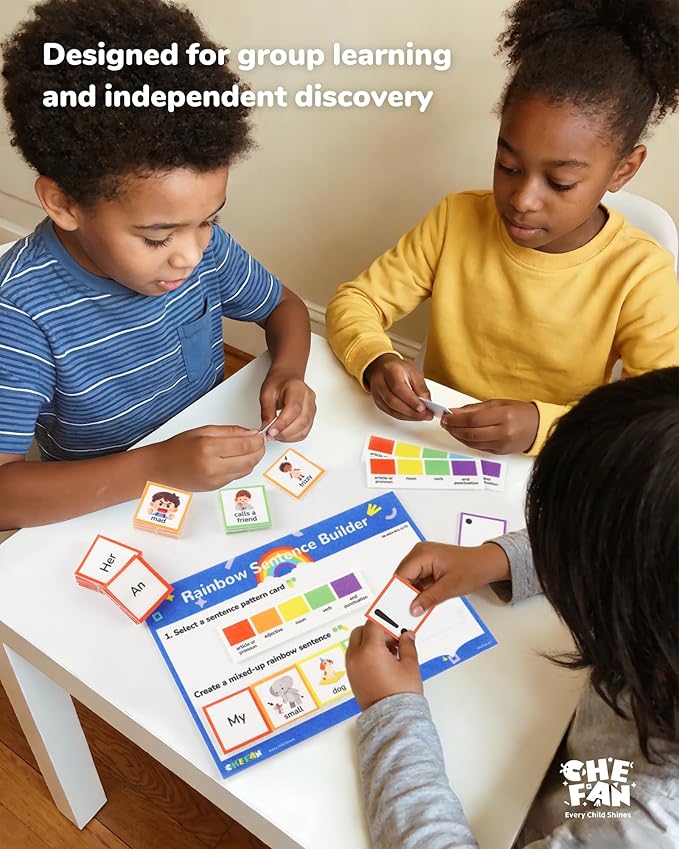 CHEFAN Sentence Building for Kids, Color-Coded Grammar Learning Toys with Writing Practice, Reading Manipulatives for Classroom, Homeshool & Speech Therapy