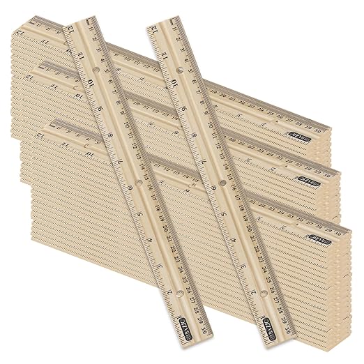 BAZIC Products Wooden Ruler – Single Metal Edge Drafting Ruler for Measuring, Drawing & Crafting, Wooden Straight Edge Ruler for School & Office, 12 Inch, 288-Packs