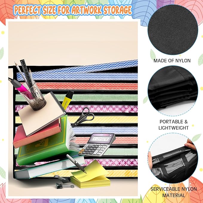 Sinload 48 x 39 inch Bulletin Board Border Storage, Foldable Border Storage Pocket Chart, Bulletin Board Borders and Wall Borders, Classroom Organizer with Storage Pockets for Teacher (Black)
