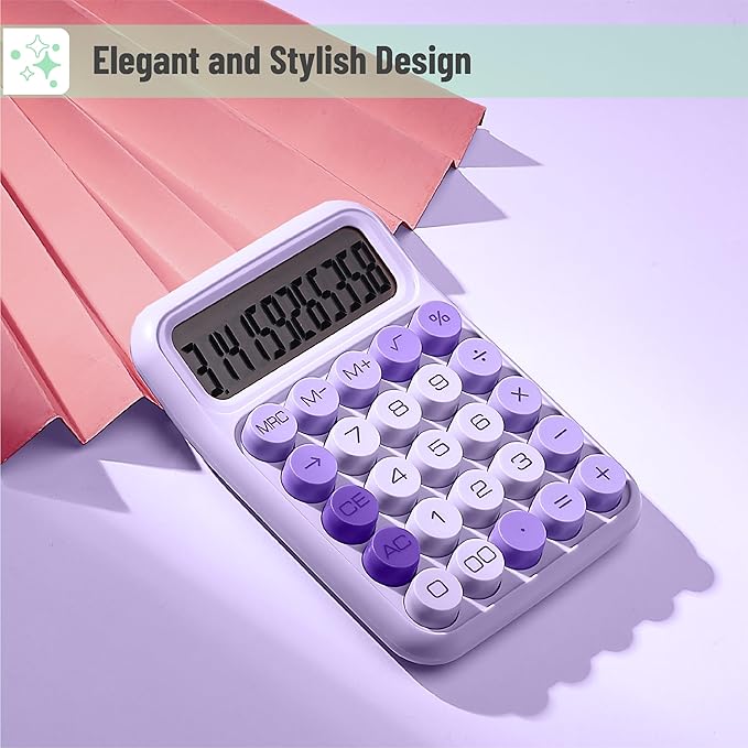 Mr. Pen- Mechanical Switch Calculator, 12 Digit Large LCD Display, Purple with Big Buttons, Mechanical Switch Calculator for Home, School, Office