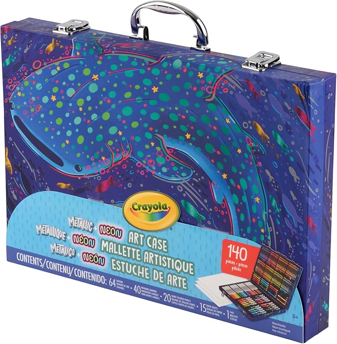 Crayola Art Kit with Neon & Metallic Art Supplies, Includes Crayons, Markers & Colored Pencils, Craft Activity, Gift for Kids, Ages 5, 6, 7, 8
