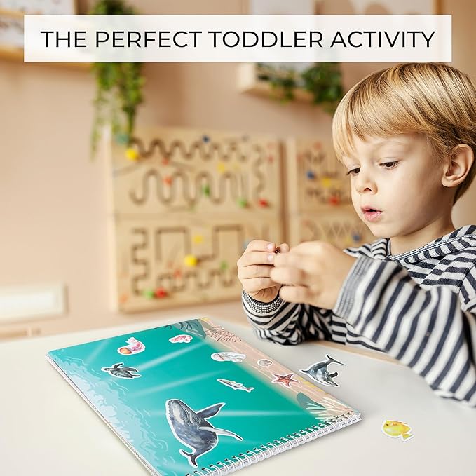 ZICOTO Fun Sticker Book for Toddlers 2-4 Years - Perfect Kids Activity Book with Beautiful Stickers & 12 Themes for Entertaining Girls & Boys 4-8 While Traveling - Incl. Animal and Coloring Pages