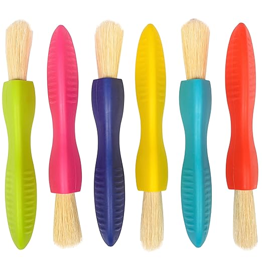 READY 2 LEARN Triangle Grip Toddler Paintbrush Set - Set of 6 - Easy-Grip Art Supplies - Thick Paint Brushes for Toddler Art - Art Supplies for Toddlers 1-3