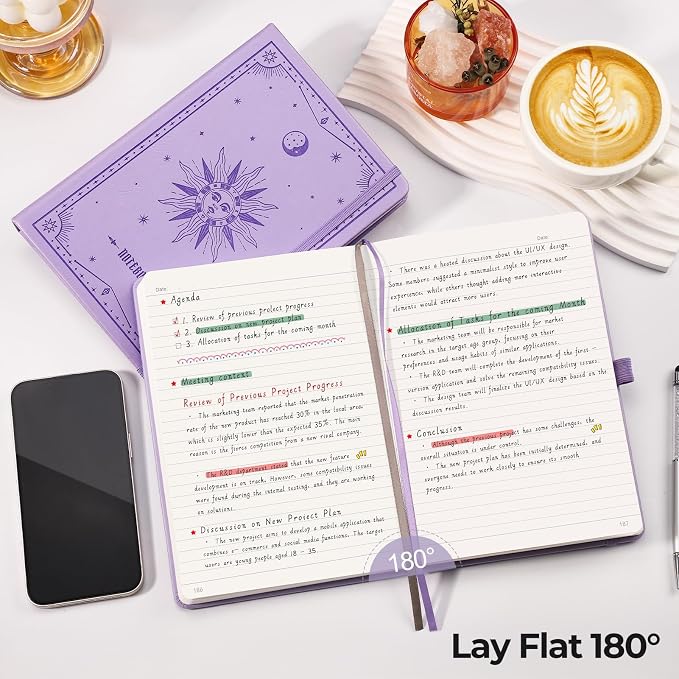 EMSHOI Lined Journal Notebook, 320 Numbered Pages, A5 Size (5.7'' x 8.3'')