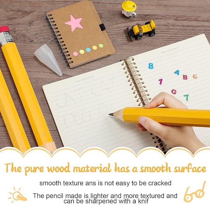 Leinuosen 3 Pcs Giant Pencils End of Year Gift 14 Inch Extra Large Wood Big Yellow Jumbo Novelty Funny Comically Pencil Props with Eraser for School Office Party Favors