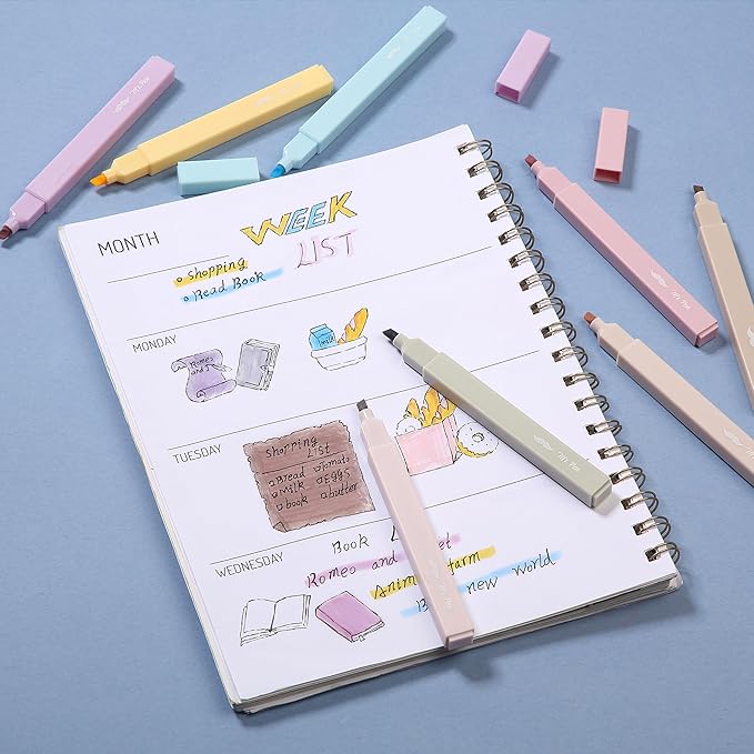 Mr. Pen- Aesthetic Highlighters No Bleed, 8 Pack, Neutral Colors, Chisel Tip, Cute Highlighters Assorted Colors for Journaling, Highlighting, Underlining, Fast Dry, Back to School Supplies